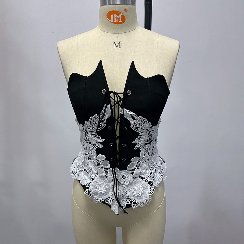 Corset Waist Cinch - BKLD Dames Vintage Elegant Bloemig Contrastrijk